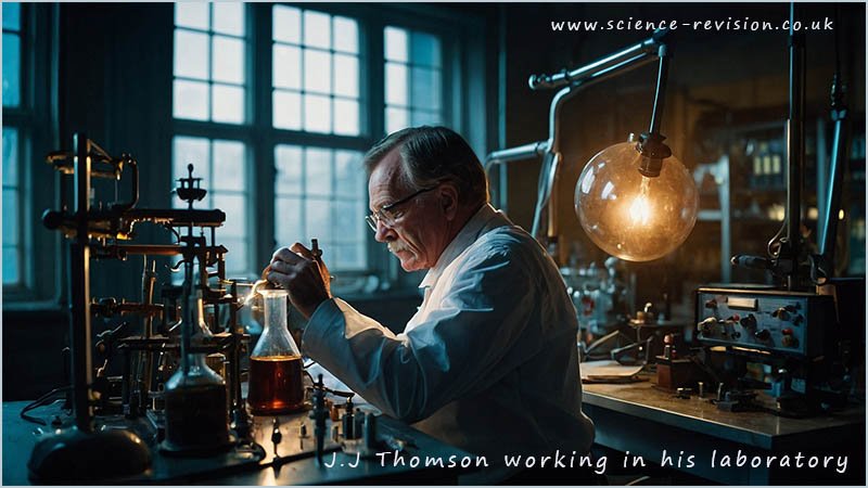 Portrait of J J thomsom working in his laboratory